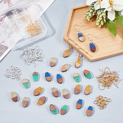 DIY Walnut Wooden Dangle Earring Making Kits DIY-OC0006-84-1