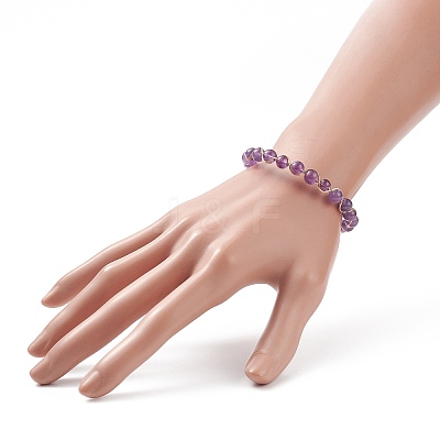 5Pcs 5 Style Natural Mixed Gemstone Round Beaded Cuff Bangles Set BJEW-JB09011-1