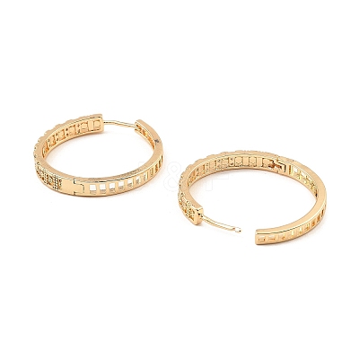 Brass Micro Pave Cubic Zirconia Hoop Earring EJEW-D078-48KCG-1