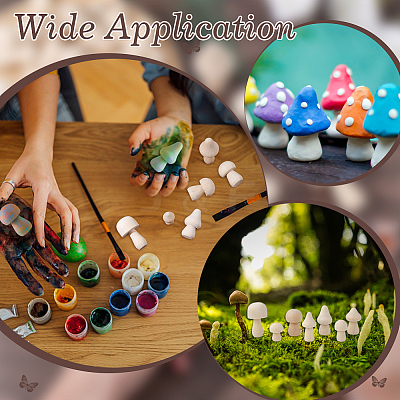 54Pcs 10 Styles Unfinished Wood Mushroom Ornaments DJEW-WR0001-14-1