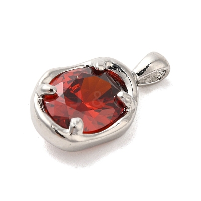 Platinum Brass Micro Pave Cubic Zirconia Pendants KK-U031-02P-02-1
