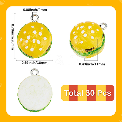 30Pcs Opaque Resin Pendants RESI-SC0006-66-1