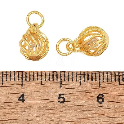 Brass Micro Pave Clear Cubic Zirconia Charms KK-F941-16G-1