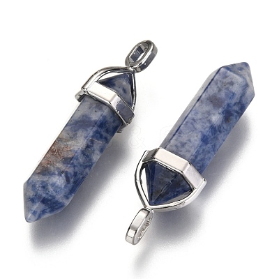 Natural Blue Spot Jasper Double Terminated Pointed Pendants G-F295-04C-1