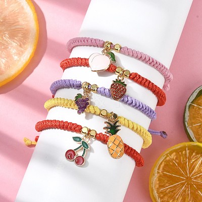 Alloy Enamel Fruit Charm Bracelet BJEW-JB09848-1