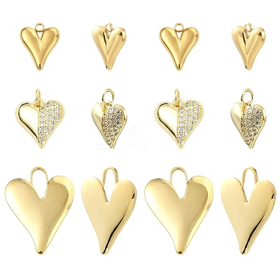12Pcs 3 Styles 304 Stainless Steel & Brass Mico Pave Cubic Zirconia Pendants DIY-SZ0010-61-1