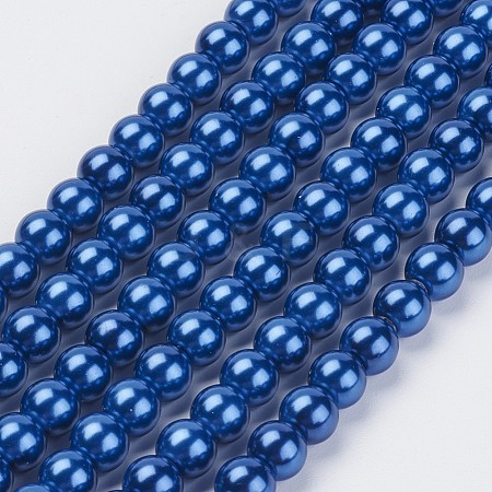 Eco-Friendly Dyed Glass Pearl Beads Strands HY-A008-6mm-RB081-1