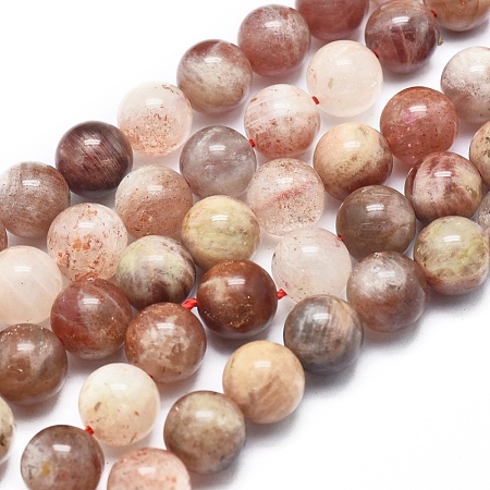  Jewelry Beads Findings Natural Sunstone Beads Strands, Round, 10mm, Hole: 1mm, about 39pcs/Strand, 15.75