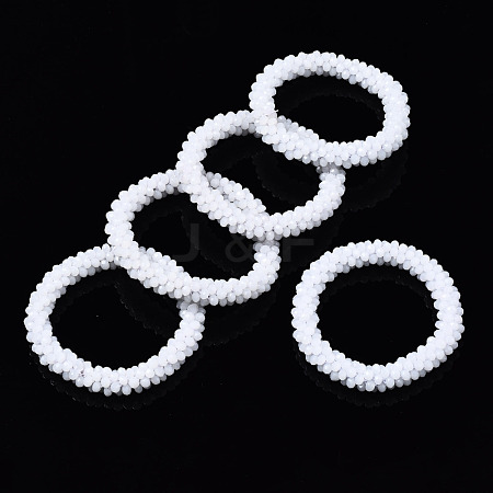 Faceted Opaque Glass Beads Stretch Bracelets BJEW-S144-002E-06-1
