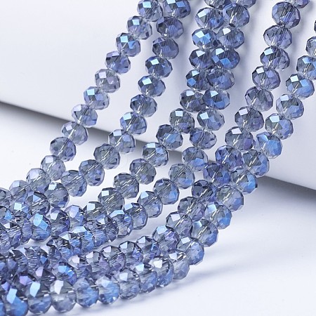 Electroplate Transparent Glass Beads Strands EGLA-A034-T6mm-Y04-1