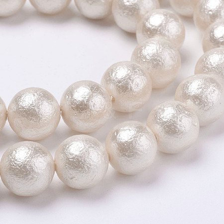 Wrinkle Textured Shell Pearl Beads Strands BSHE-F013-02-10mm-1