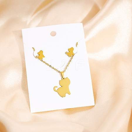 304 Stainless Steel Pendant Necklaces & Stud Earrings Sets WG82A44-20-1