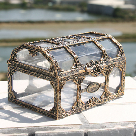 Rectangle Plastic Transparent Antique Pirate Treasure Boxes PW-WG47828-01-1
