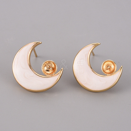 Brass Enamel Stud Earrings Findings KK-T062-115G-B-NF-1