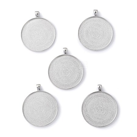 Tibetan Style Flat Round Alloy Big Pendant Cabochon Settings LS-X-TIBEP-Q049-09AS-RS-1