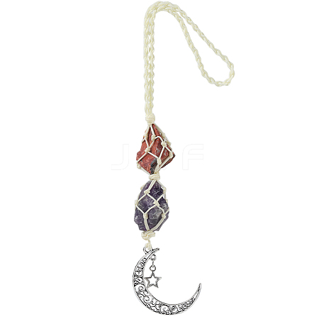 Nuggets Natural Red Jasper & Amethyst Pouch Pendant Decorations HJEW-WH20002-03B-1