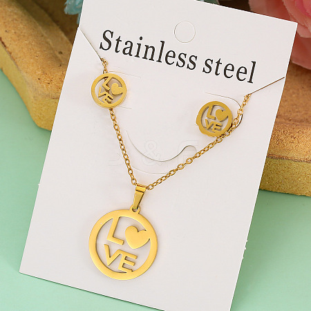 Stainless Steel Pendant Necklace & Stud Earring FS-WGABA87-10-1