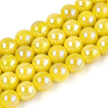 Electroplate Opaque Glass Beads Strands GLAA-T032-P10mm-AB16-1