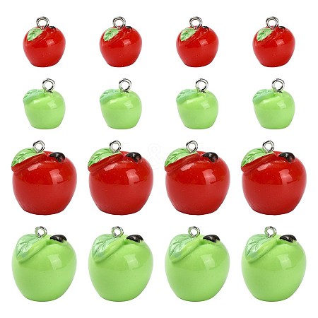 20Pcs 4 Styles Spray Painted Opaque Resin Pendants RESI-FS0002-42-1