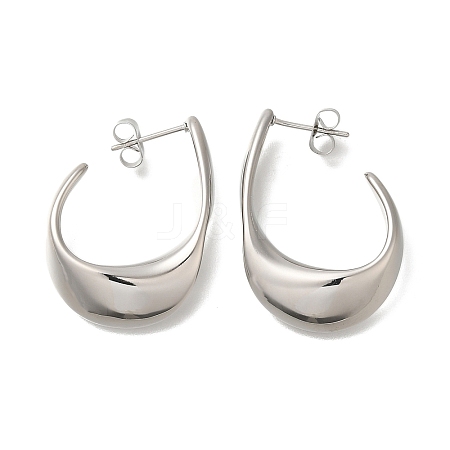 304 Stainless Steel Oval Stud Earrings for Women X-EJEW-S227-60P-1
