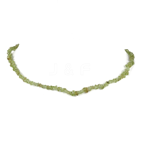 Natural Peridot Chip Beaded Necklace NJEW-JN04615-16-1