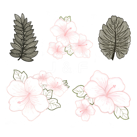 5Pcs Organza Flower & Leaf DIY-WH0622-250-1