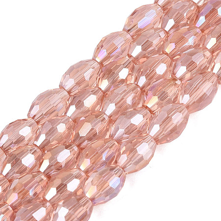 Electroplate Transparent Glass Beads Strands GL-N002-01A-A04-1