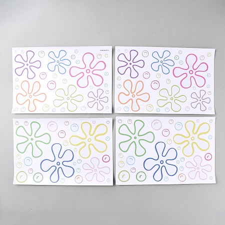4Pcs PVC Daisy Flower Picture Stickers STIC-WH20003-01-1