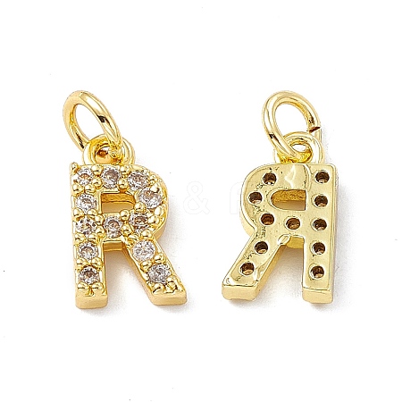 Real 18K Gold Plated Brass Micro Pave Clear Cubic Zirconia Charms KK-E068-VB452-R-1
