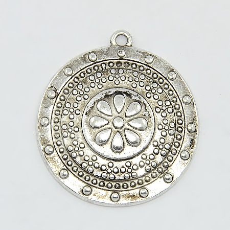 Tibetan Style Alloy Carved Flat Round Pendants LS-TIBEP-EA13595Y-LF-1