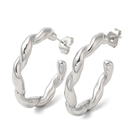 304 Stainless Steel Twist Ring Stud Earrings EJEW-B026-24P-1