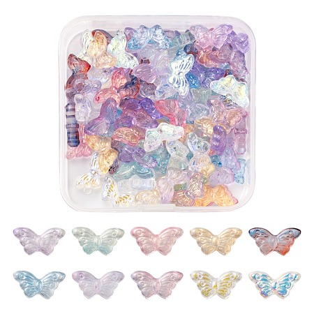 80Pcs 10 Style AB Color Plated & Spray Painted & Transparent Glass Beads GLAA-FS0001-16-1