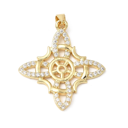 Brass Micro Pave Clear Cubic Zirconia Pendants KK-E799-06B-G-1