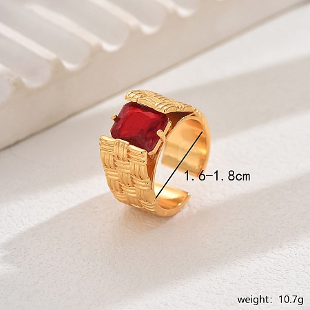 Vintage European American Style Brass Micro Pave Cubic Zirconia Geometric Open Ring for Women BR9283-1