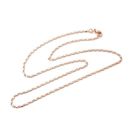 1.5mm Rack Plating Brass Oval Link Chain Necklaces for Women Men MAK-L044-25RG-1