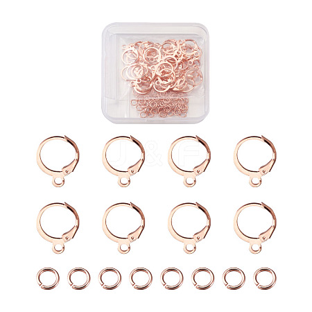 Brass Leverback Earring Findings KK-TA0007-89RG-1