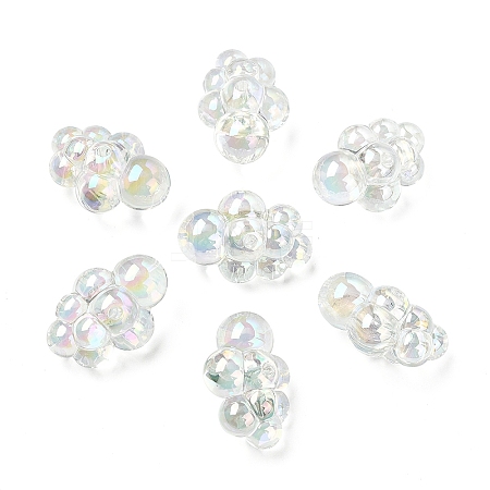 10Pcs UV Plating Transparent Rainbow Iridescent Acrylic Beads PACR-YW0001-39-1