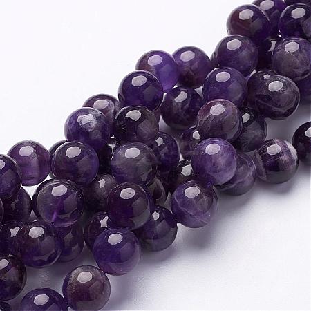 15 inch Round Natural Amethyst Beads Strands GSR12mmC062-1