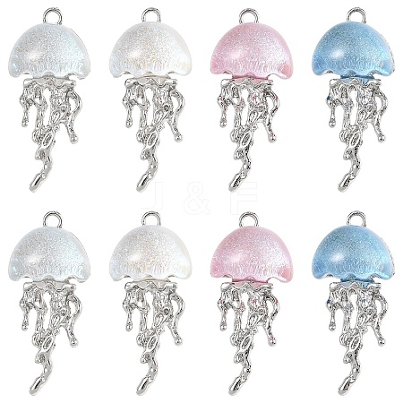 20Pcs 4 Colors Alloy Resin Pendants RESI-YW0005-73-1