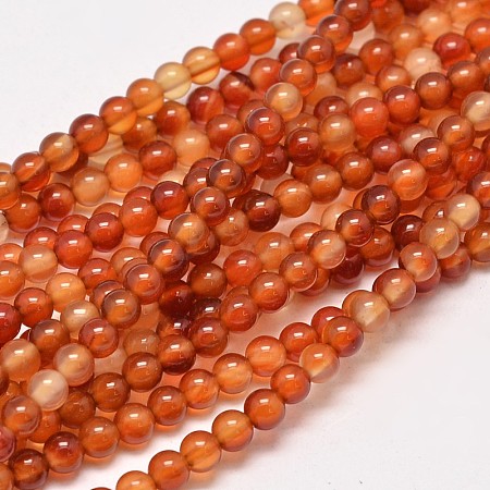 Round Natural Red Agate Bead Strands G-M257-4mm-26-1