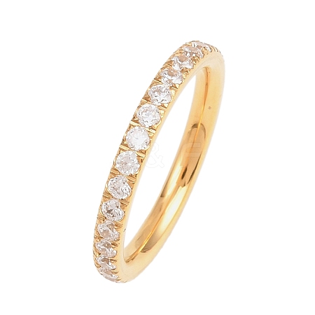 304 Stainless Steel Micro Pave Cubic Zirconia Finger Rings for Women RJEW-F214-01G-01-1