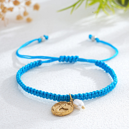 Brass & Imitation Pearl Charm Bracelets PJ9657-14-1