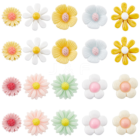 SUNNYCLUE 80Pcs 10 Styles Opaque Resin Cabochons CRES-SC0002-65-1