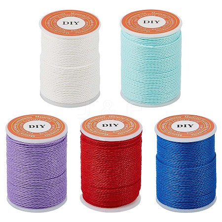 SUNNYCLUE 5 Rolls 5 Colors Round Waxed Polyester Cord YC-SC0001-02-1