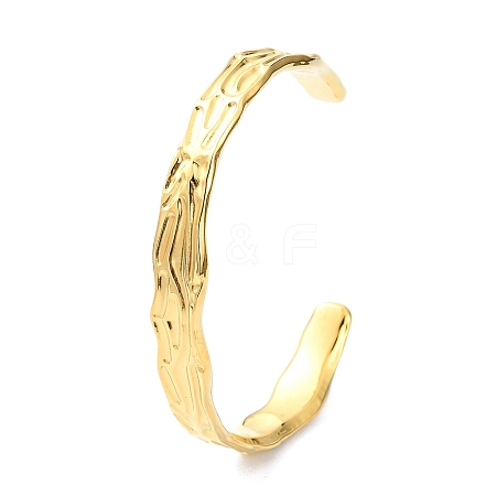 304 Stainless Steel Textured Open Cuff Bangles for Women LS-STAS-B068-02G-1
