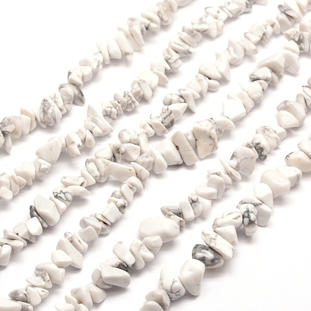 Synthetic White Howlite Chip Bead Strands X-G-M205-53-1