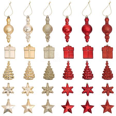 30Pcs 10 Style Christmas Theme Plastic Pendant Decorations AJEW-GL0001-68-1