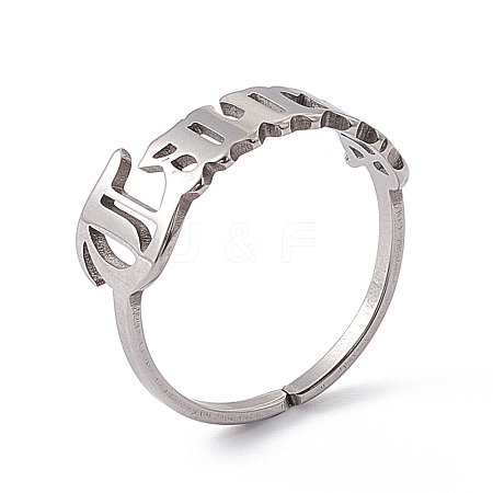 304 Stainless Steel Constellation Open Cuff Ring for Women RJEW-C035-01A-P-1