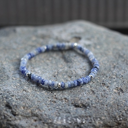 Natural Blue Spot Jasper Rondelle Beaded Stretch Bracelets UT5328-6-1