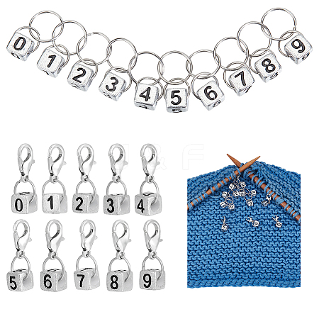 DIY Cube with Number 0~9 Knitting Tool Sets HJEW-NB00198-1